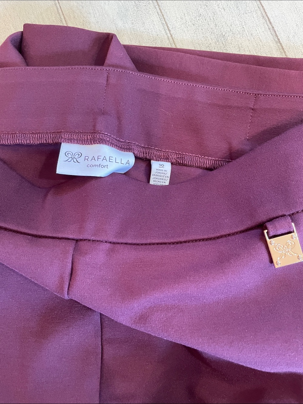 Rafaella Plum  Pants  with Gold Accent - Picture 4 of 10